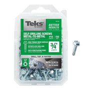 TEKS Self-Drilling Screw, #10 x 3/4 in, Zinc Plated Steel Hex Head Hex Drive 21320